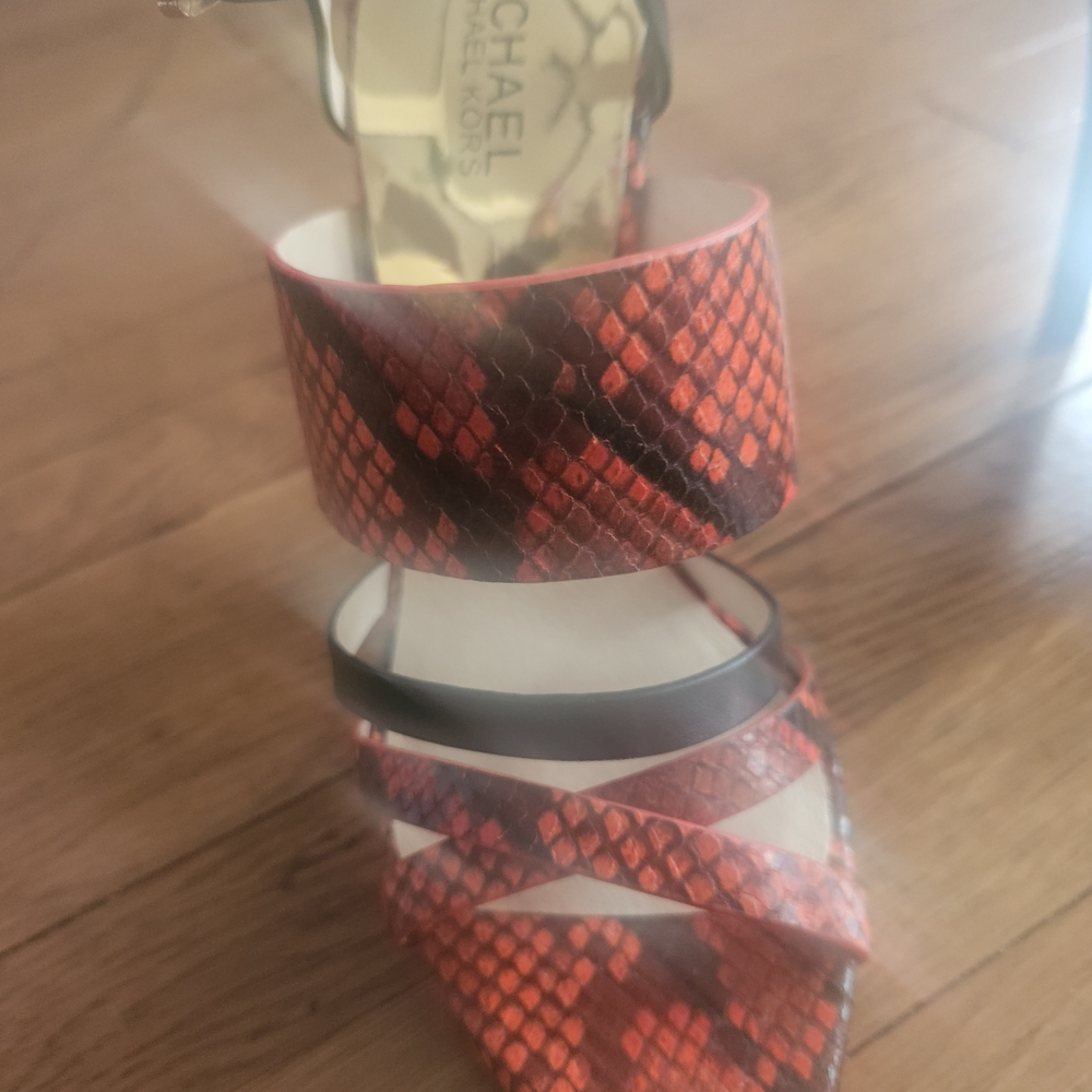 Michael Kors Red and Black Snake Print Heels - Picture 10 of 10